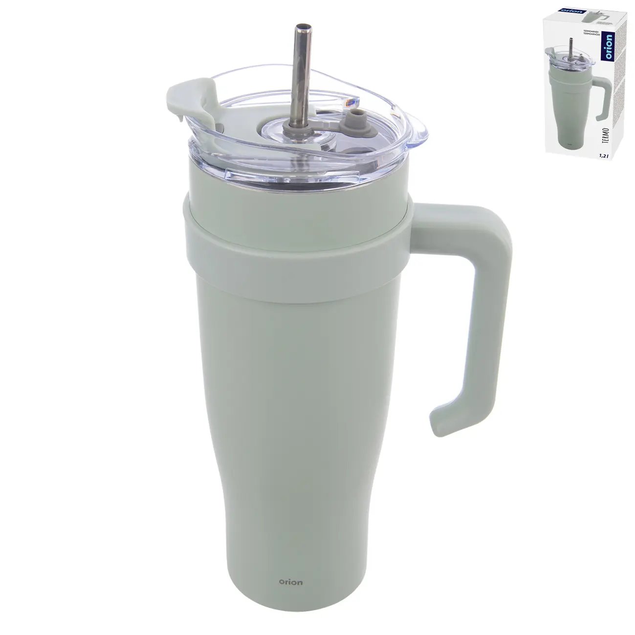 Termokrūze ar salmiņu Orion, zaļa, 1.2l