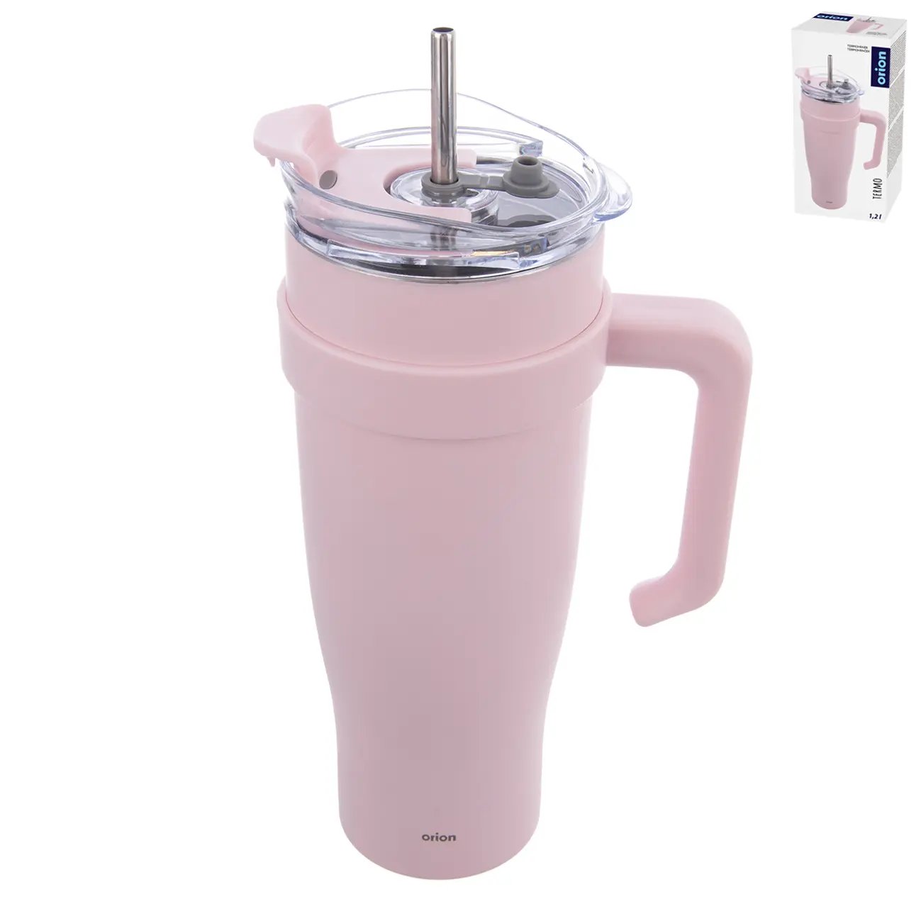 Termokrūze ar salmiņu Orion, roza, 1.2l